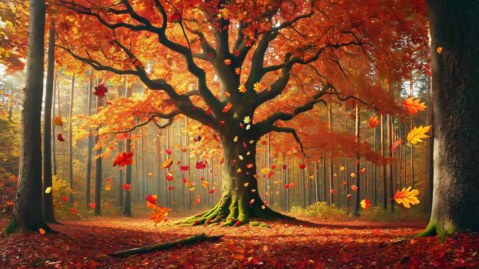 Majestic Autumn Tree in a Forest
