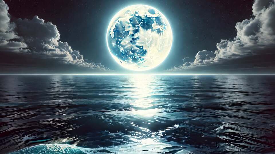 Full Moon Reflecting on the Ocean