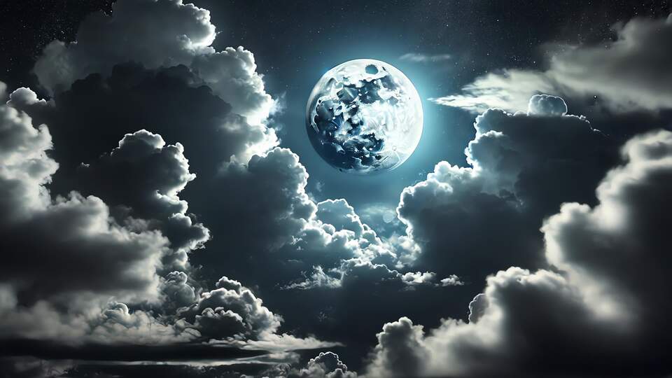 Luna Piena che Illumina il Cielo Notturno