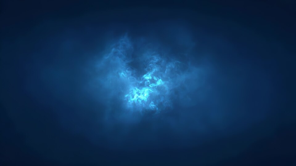 Fumo blu luminoso nella nebbia oscura