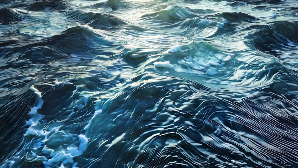 Onde fluide con riflessi di sole