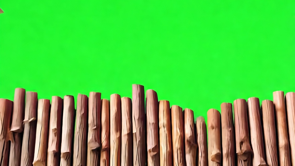 Wooden Log Fence Transition with Chroma Key