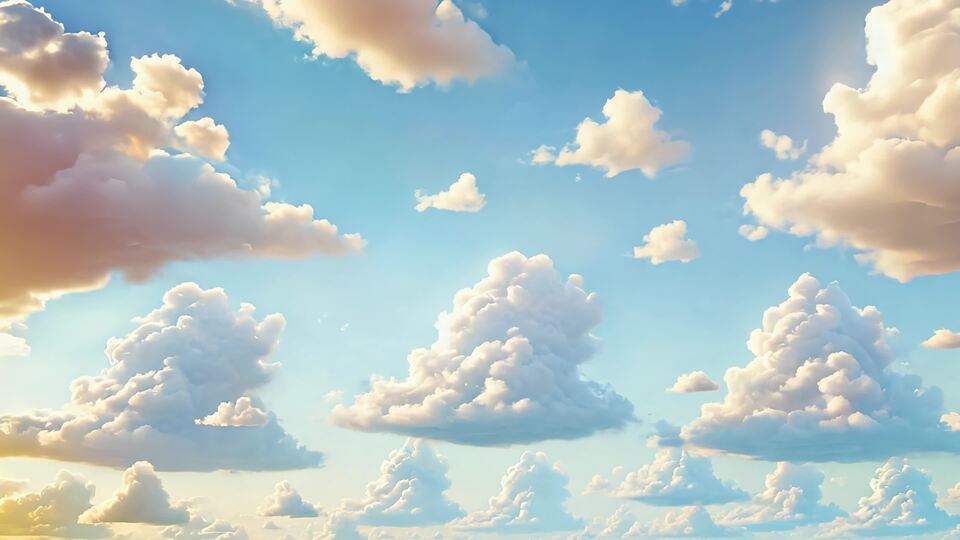 Nuvole soffici bianche in un cielo azzurro