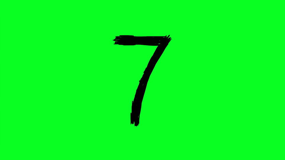 Numero Sette disegnato a mano in Stop Motion su Green Screen