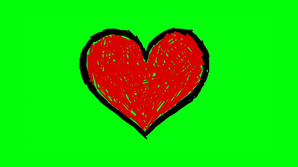 Cuore rosso disegnato a mano in Stop Motion su Green Screen