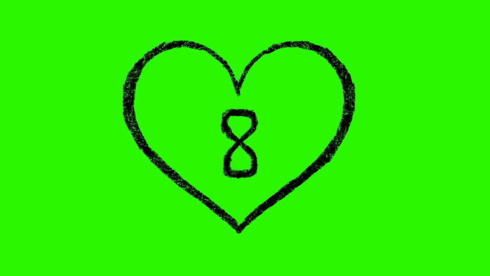 Animazione di Cuore con Simbolo dell’Infinito su Sfondo Green Screen