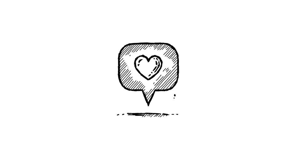 Hand-Drawn Heart Chat Bubble Icon