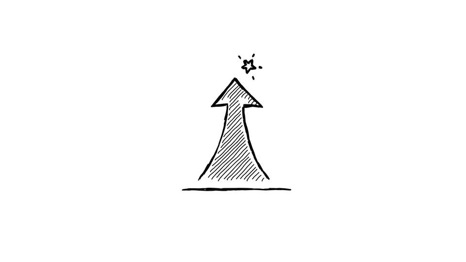 Hand-Drawn Upward Arrow with Star Icon
