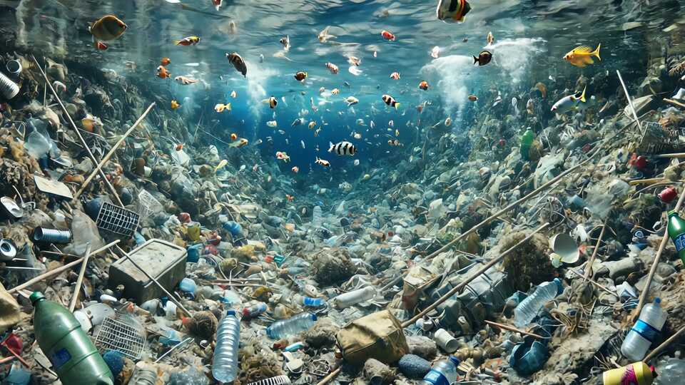 Fondale Oceanico Inquinato Pieno di Rifiuti