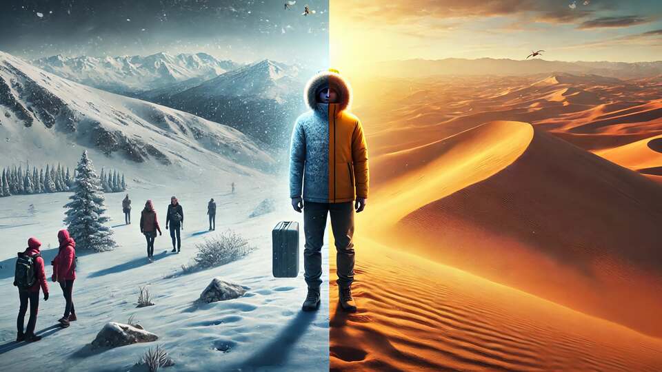 Mondi a Contrasto: Montagne Innevate e Calore del Deserto