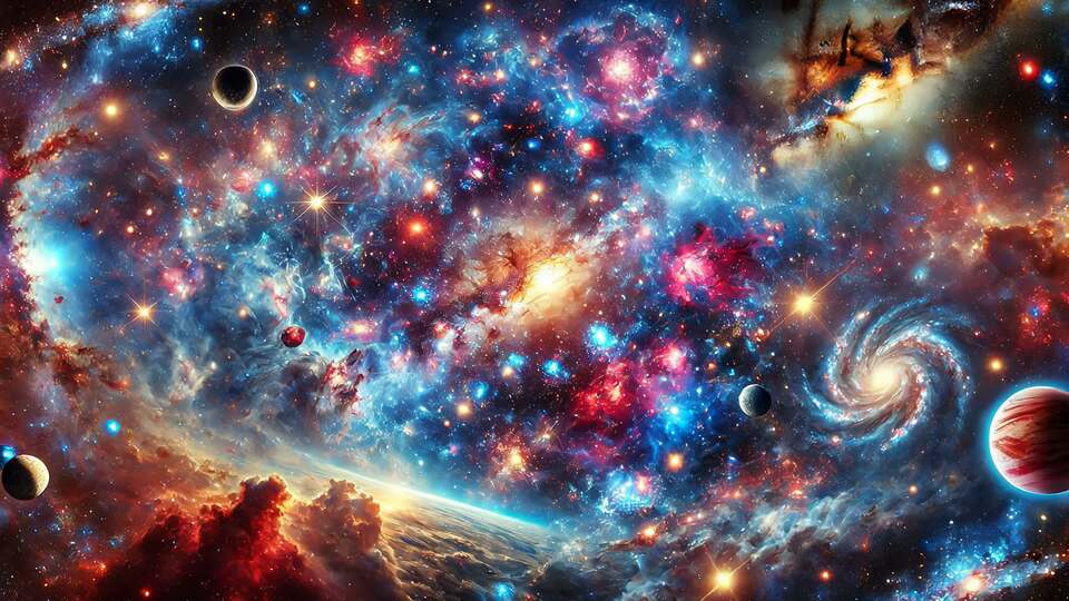 Vibrant Galaxy with Stars, Nebulas, and Planets