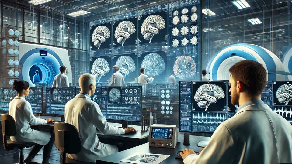 Advanced Neuroscience Research Lab with MRI and Brain Scans