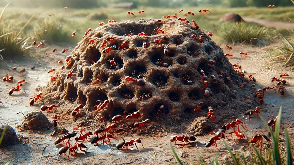 Busy Ant Colony on Anthill
