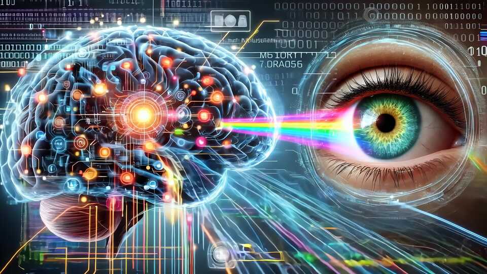 Connessione digitale tra cervello e occhio con visualizzazione dei dati