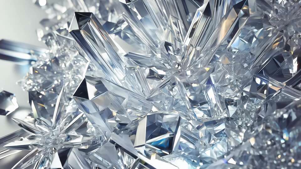 Ammasso di cristalli scintillanti con dettagli intricati