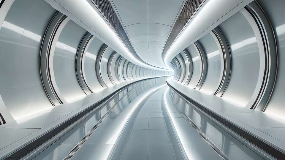 Corridoio Curvo Futuristico con Illuminazione LED