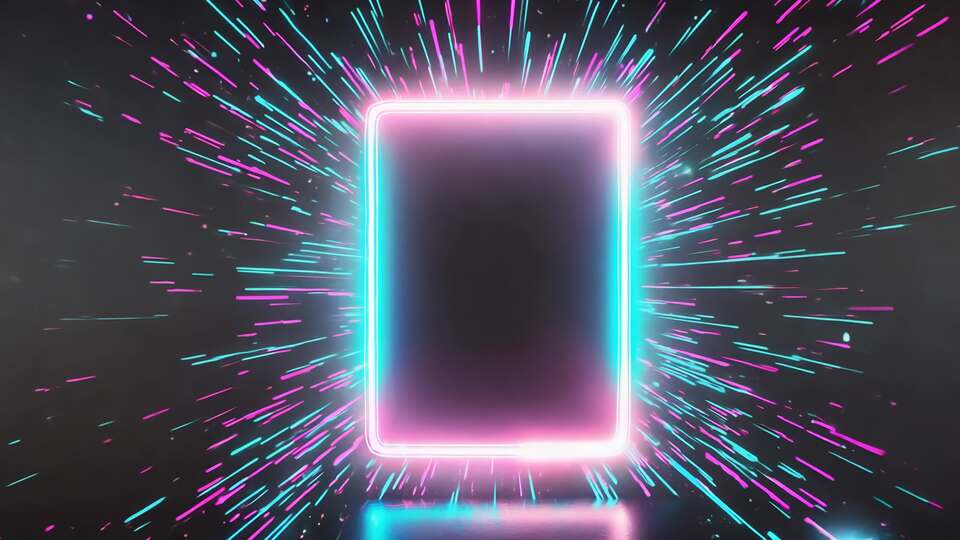 Rettangolo al Neon con Raggi di Luce Esplosivi