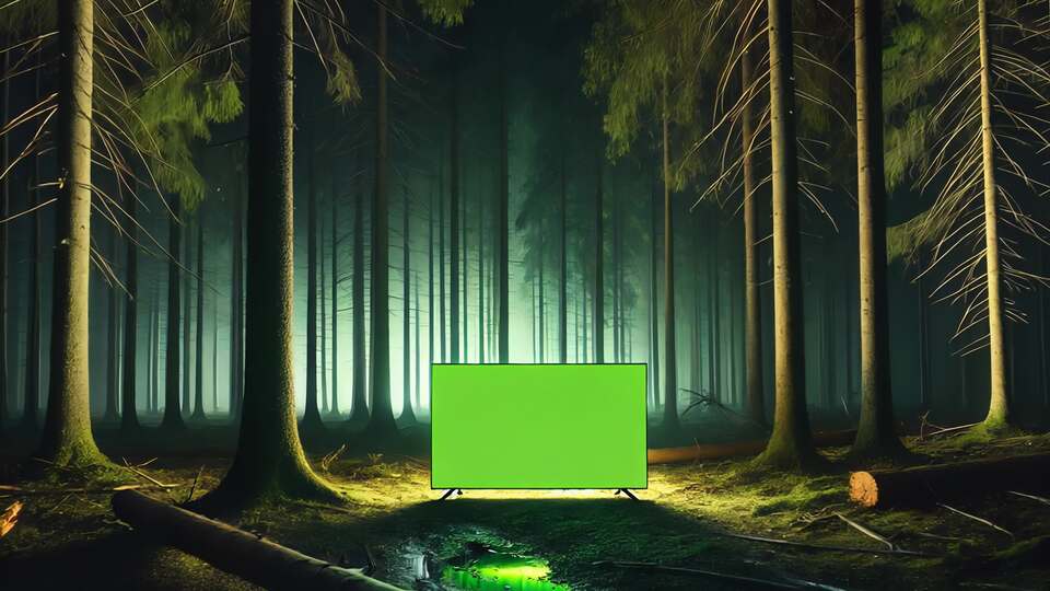 Schermo Verde in una Foresta Misteriosa di Notte