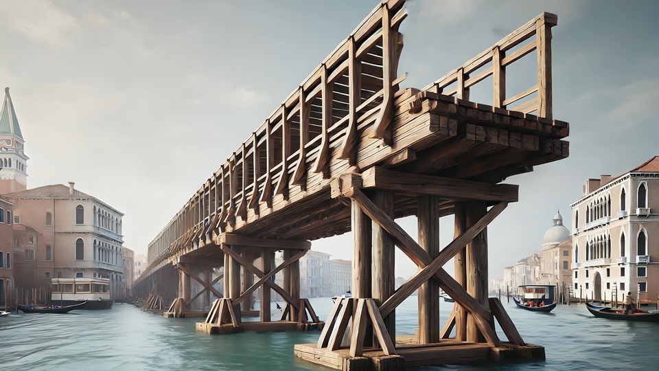 Ponte Storico in Legno sul Canal Grande di Venezia