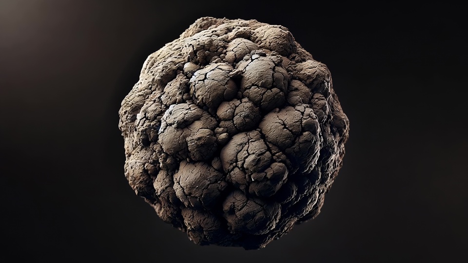 Sfera Rocciosa con Texture in Spazio Scuro