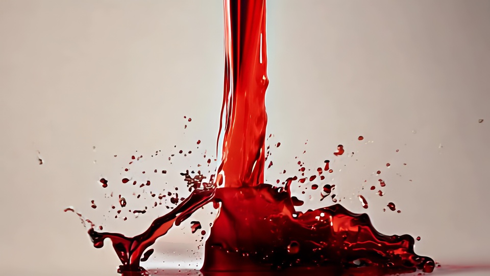 Schizzo di Liquido Rosso all’Impatto