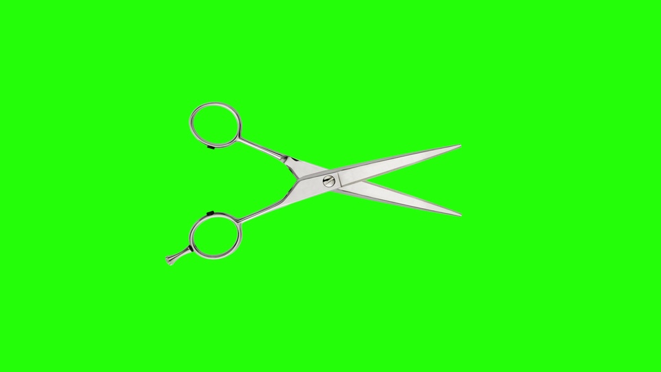 Hairdressing Scissors Opening and Closing on Green Screen