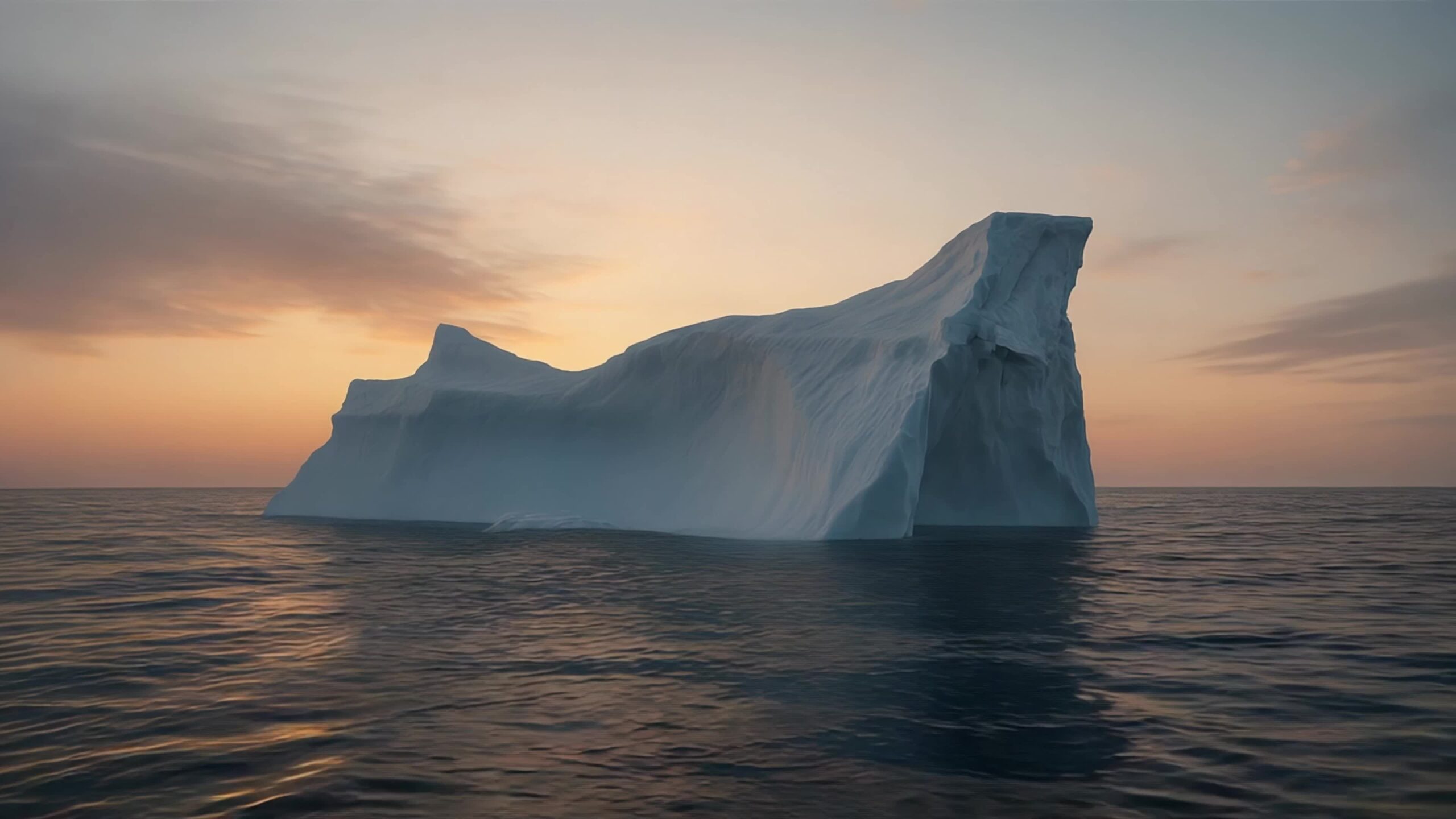 Iceberg in the Ocean at Sunset, Symbol of the Titanic Tragedy