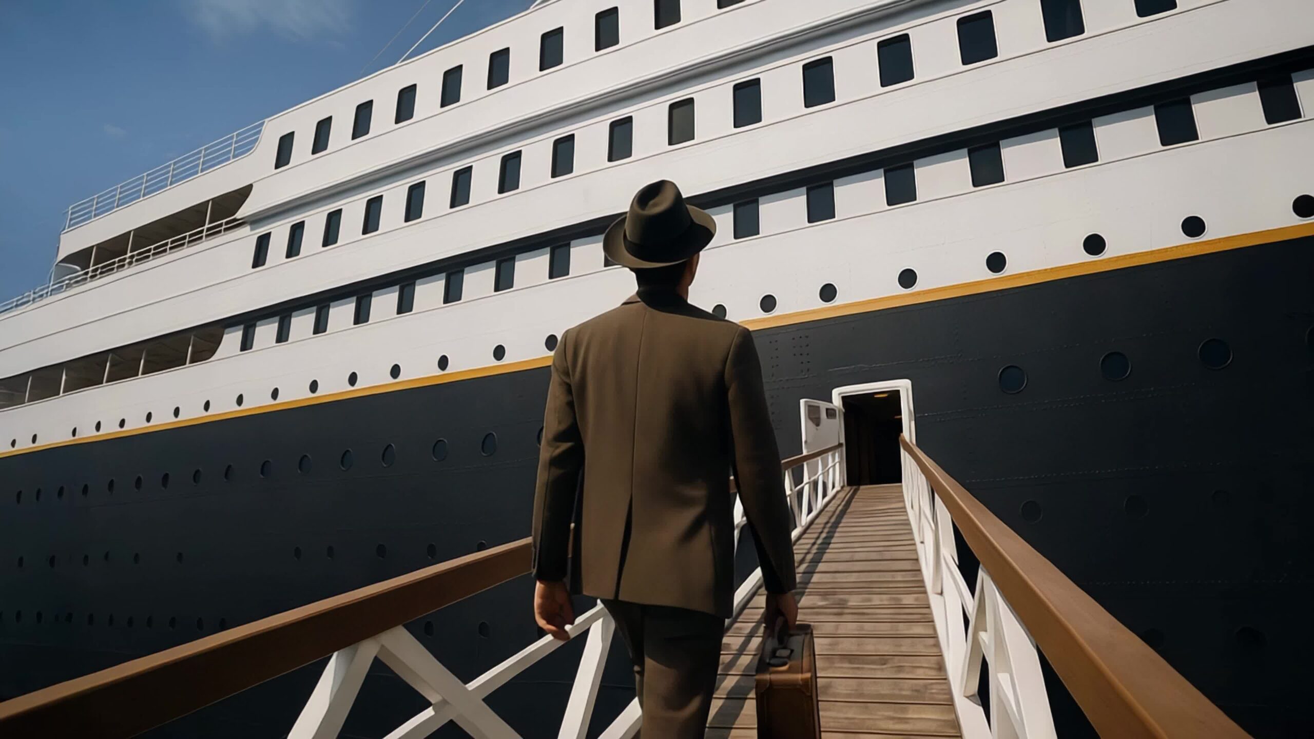 Un passeggero sale a bordo del Titanic