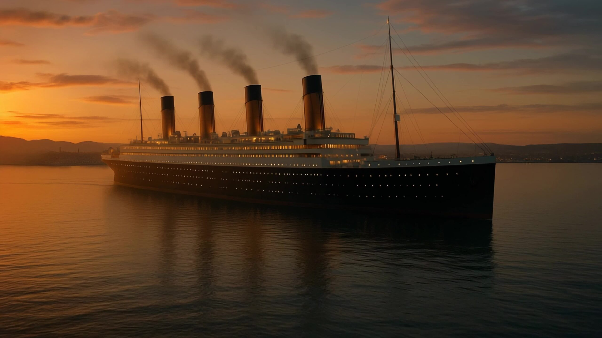 Il Titanic salpa al tramonto