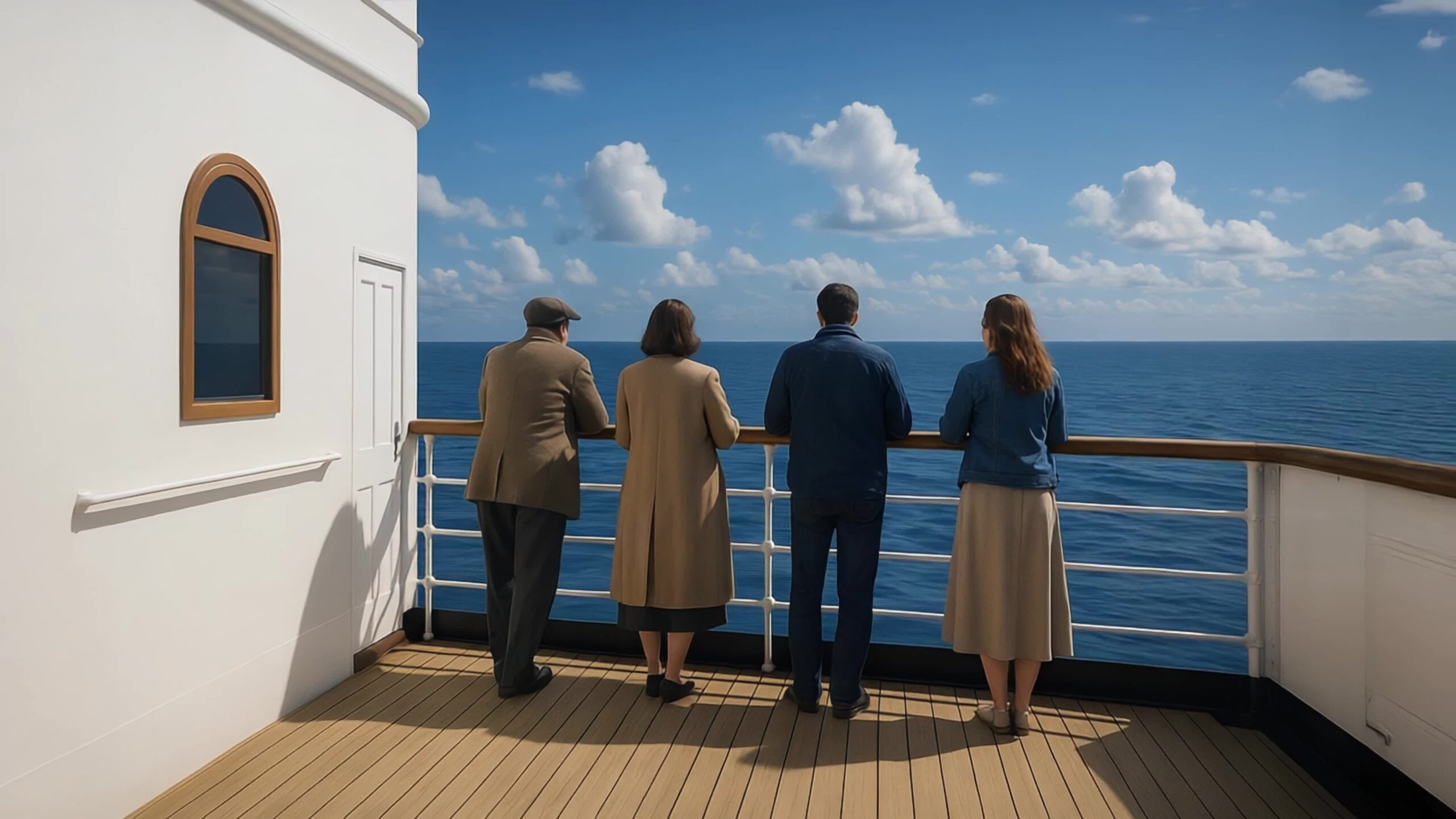 Passengers on the deck of Titanic